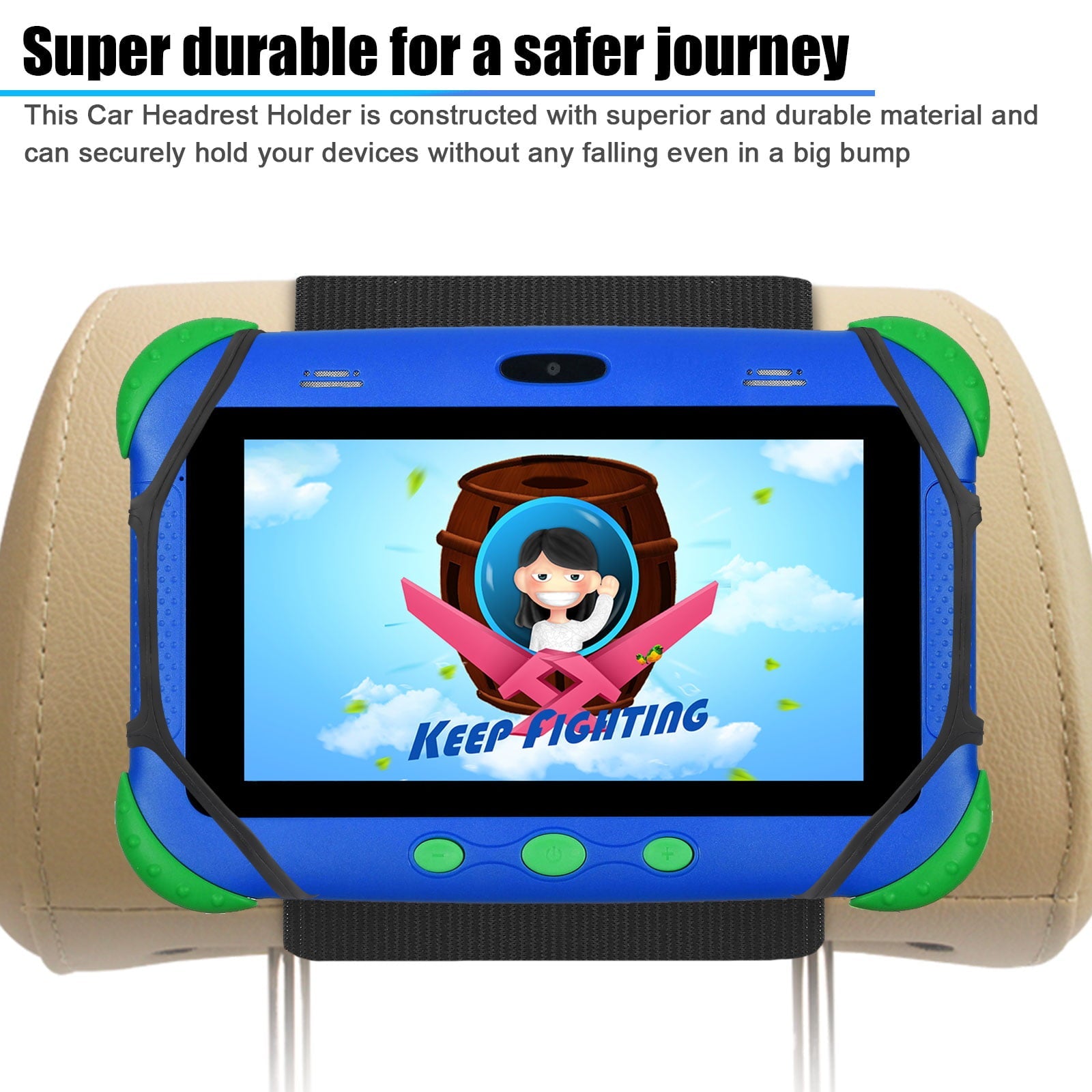 Car Headrest Mount Tablets Holder, EEEkit Universal Silicone Holder for Kids, Angle Adjustable Headrest Stand Fit for All 7-10.5'' Tablet Phone Nintendo Switch, Black