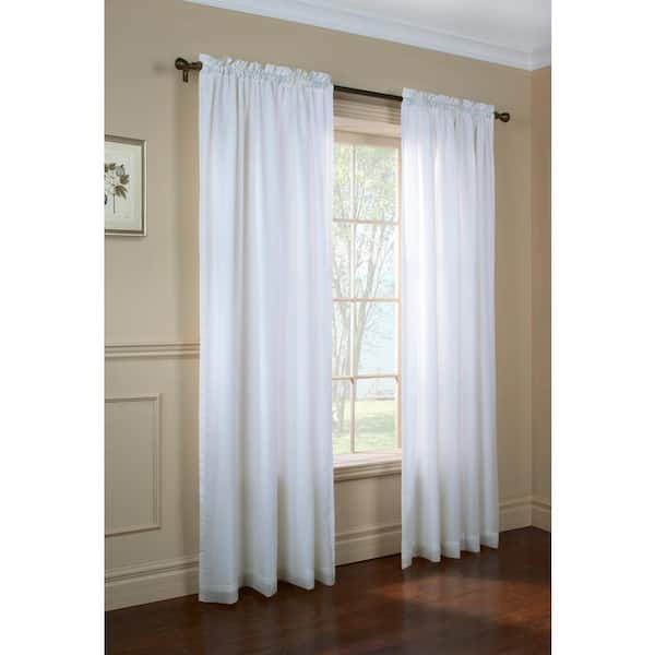 Rhapsody White Lined 54 in. W x 63 in. L Rod Pocket Room Darkening Curtain Panel