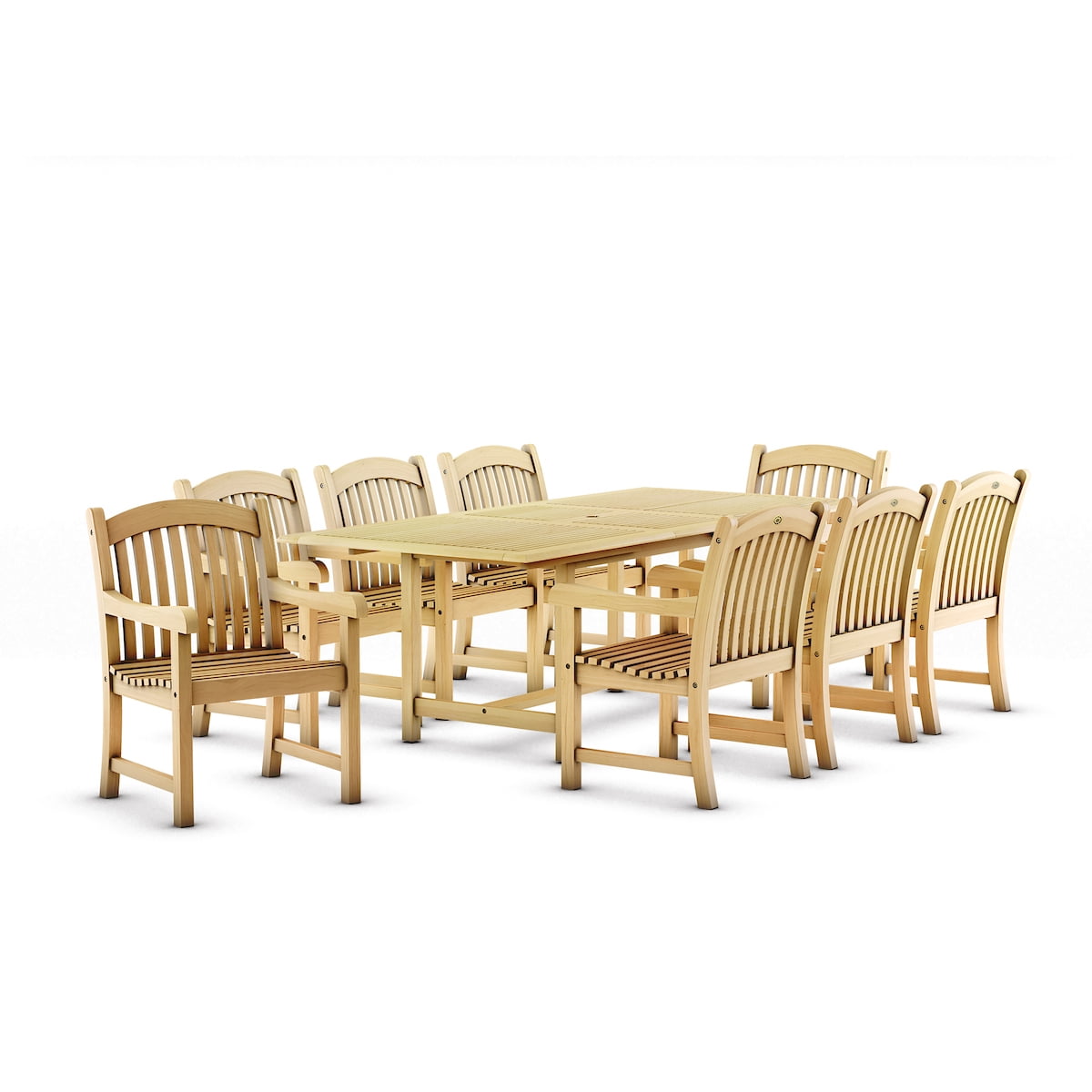 Amazonia Oceanfront 9-Piece Teak Wood 100% FSC Patio Dining Set