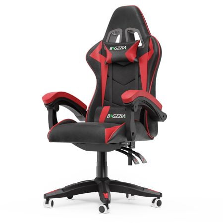 Bigzzia Gaming Chair Office Chair, Ergonomic Game Chair with Headrest & Lumbar Pillow, Black