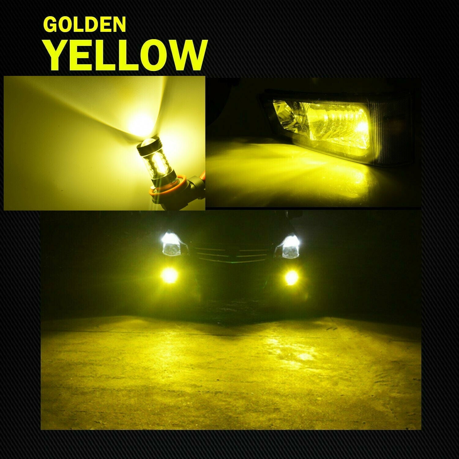 Golden Yellow 2pcs 3000k H11 H16 LED Fog Light Bulb for Nissan Altima 2007-2017