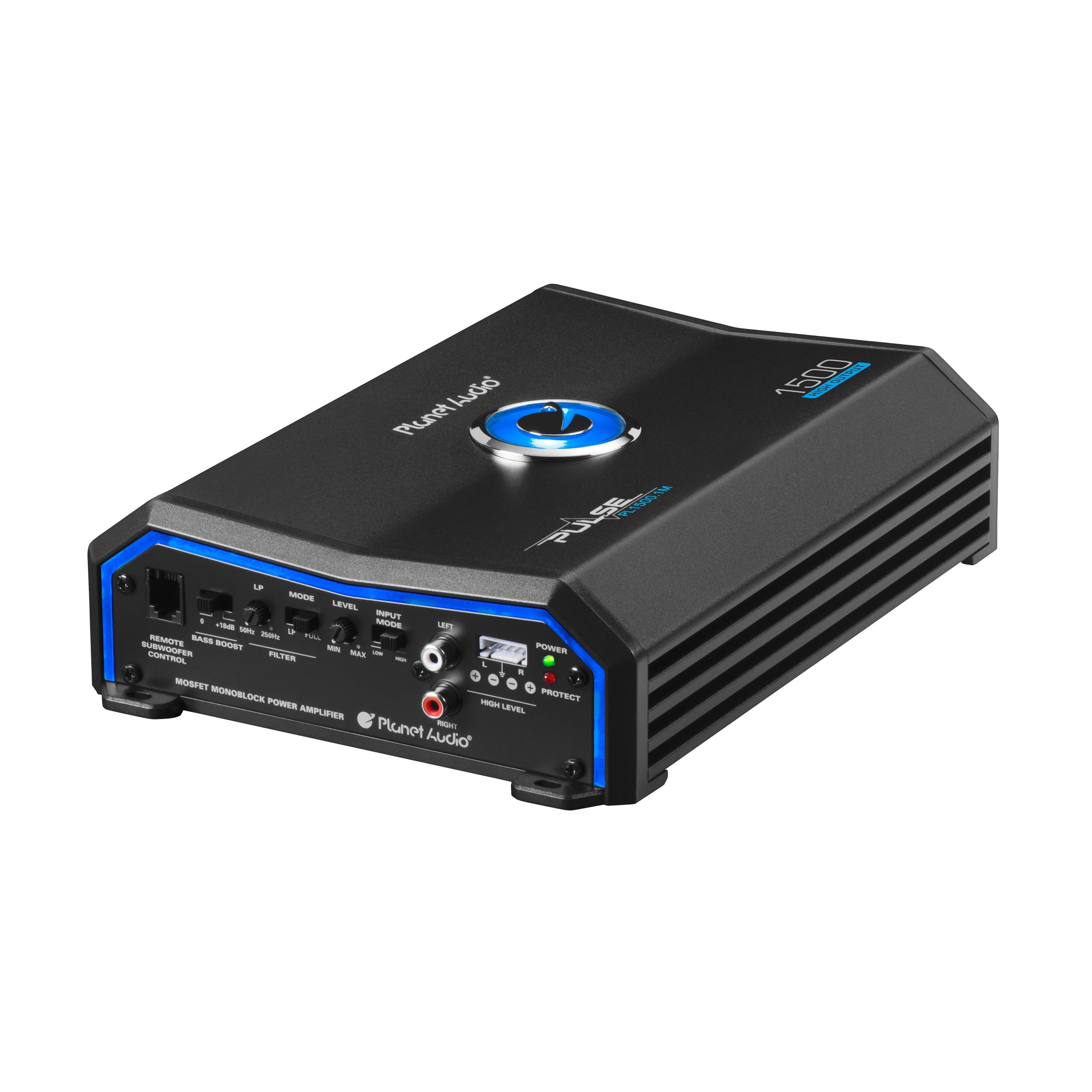 Planet Audio PL1500.1M Pulse Series Car Audio Amplifier - 1500 High Output, Monoblock, 2/8 Ohm, High/Low Level Inputs, Low Pass Crossover, Hook up to Stereo and Subwoofer
