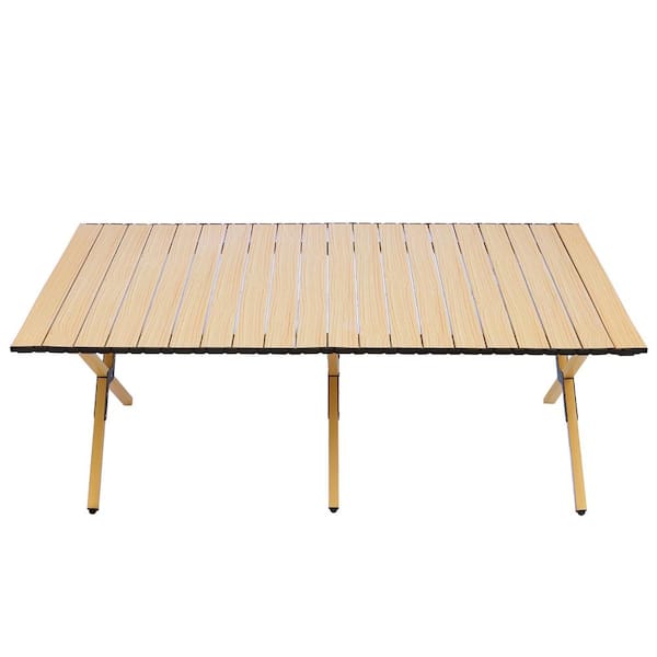 45.66 in. Brown Rectangle Steel Picnic Table Seats 4-6 People with Carry Bag