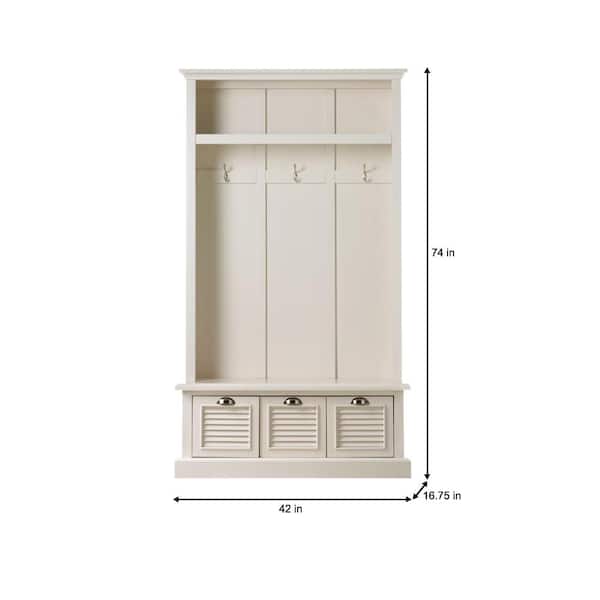Shutter 74 in. Polar Off-White Hall Tree