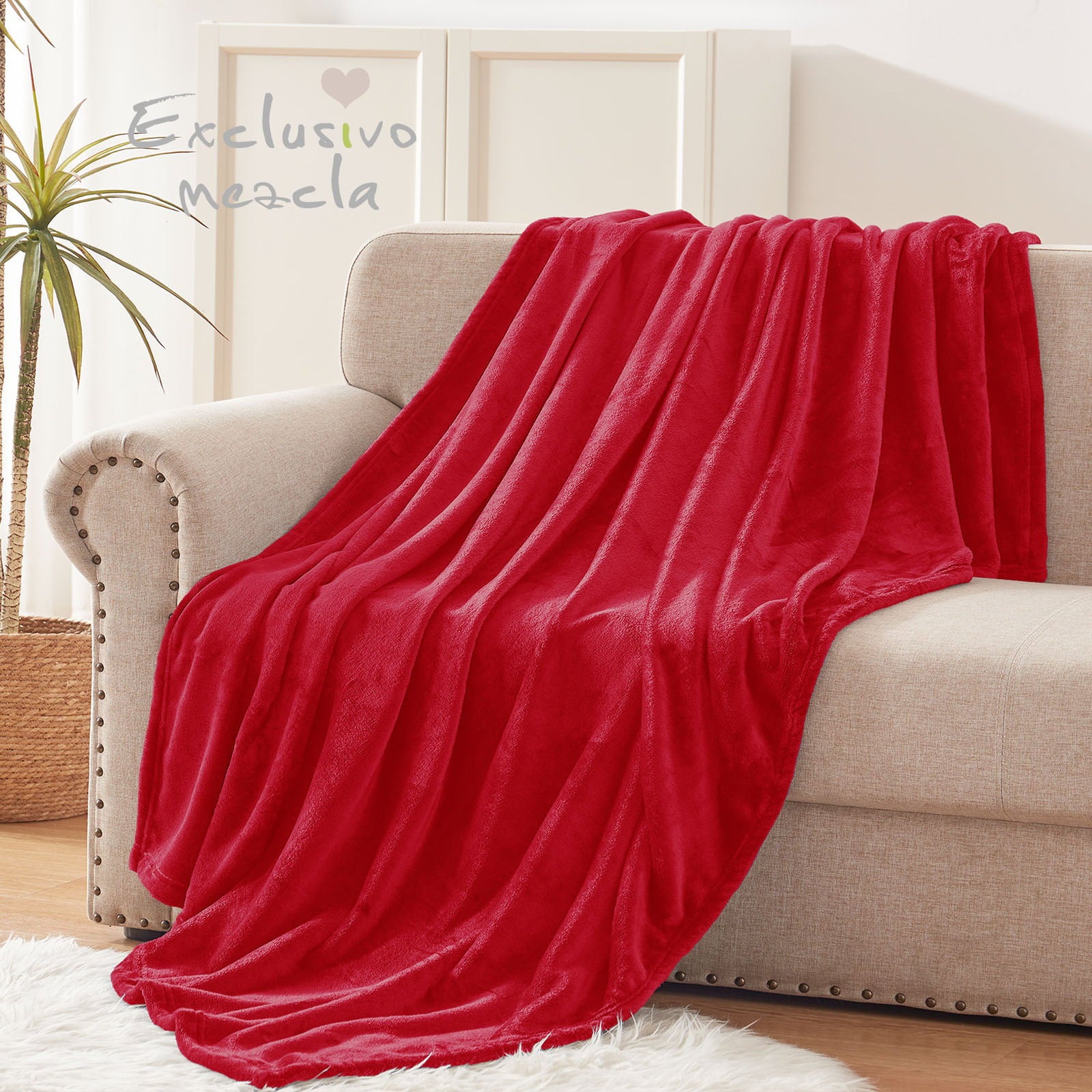 Exclusivo Mezcla Fleece Throw Blanket for Couch/Sofa/Bed,Plush Soft Blankets and Throws,Lightweight and Cozy-50