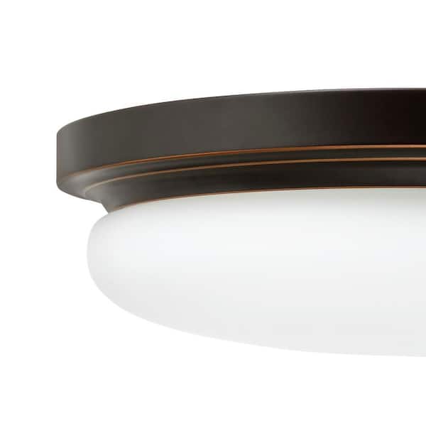 Chilton 15 in. Light Oil-Rubbed Bronze Adjustable CCT Integrated LED Flush Mount with Glass Shade