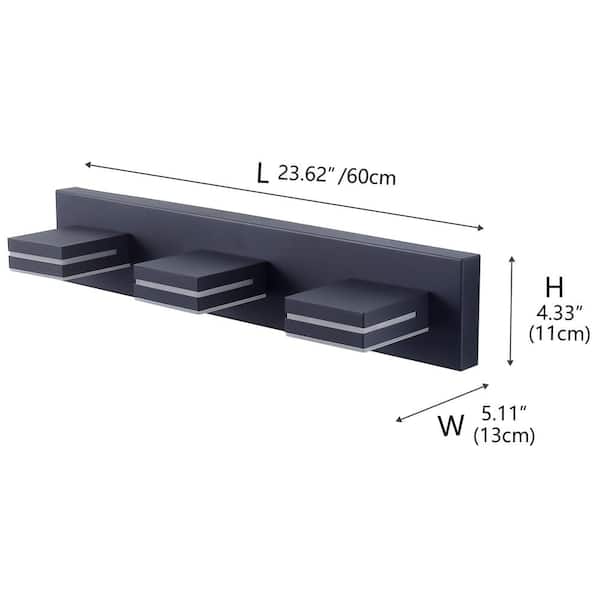 23.6 in. 3-Light Modern Black Bathroom LED Vanity Lights Acrylic Modern Black Bathroom Wall Lighting Fixtures