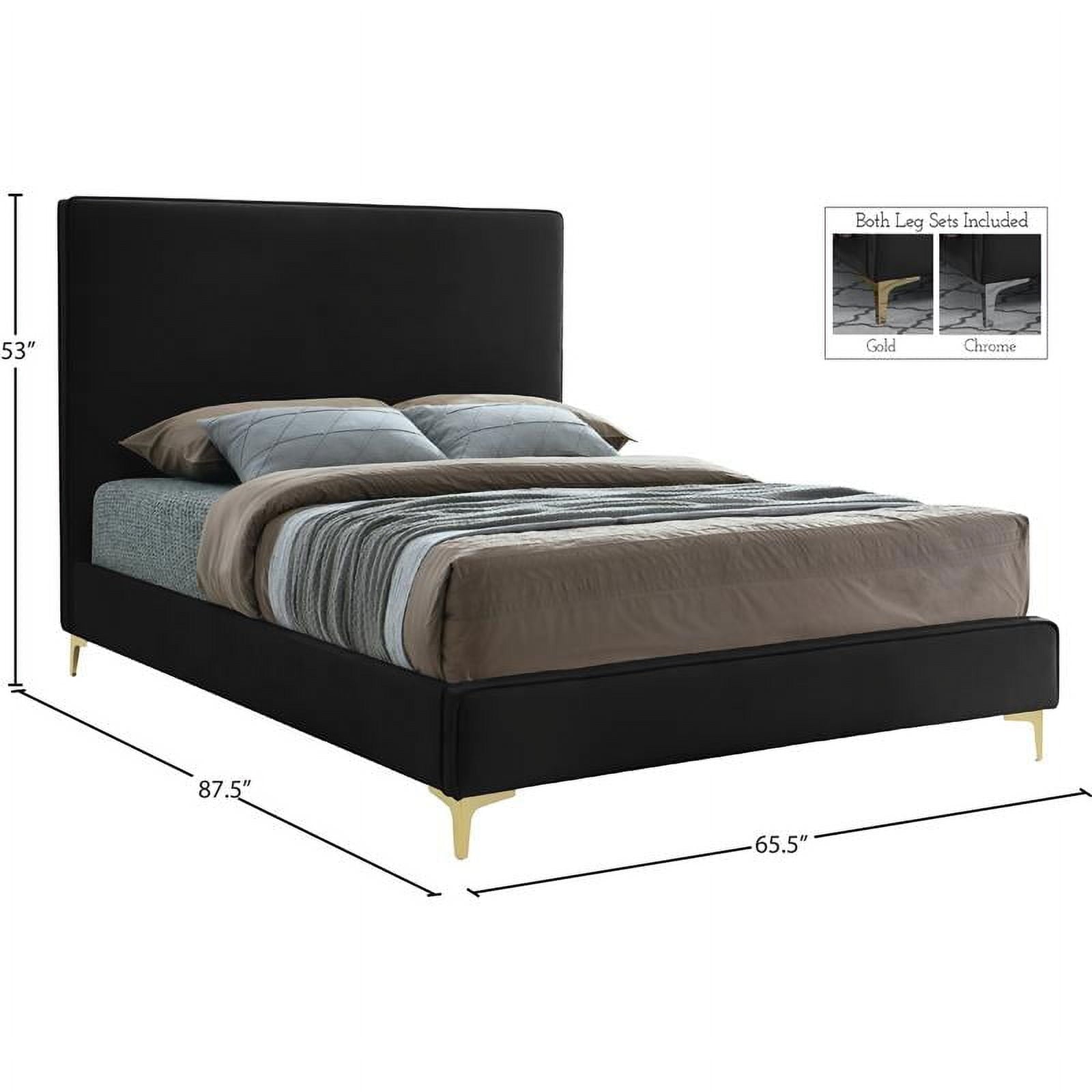 Meridian Furniture Geri Black Velvet Queen Bed