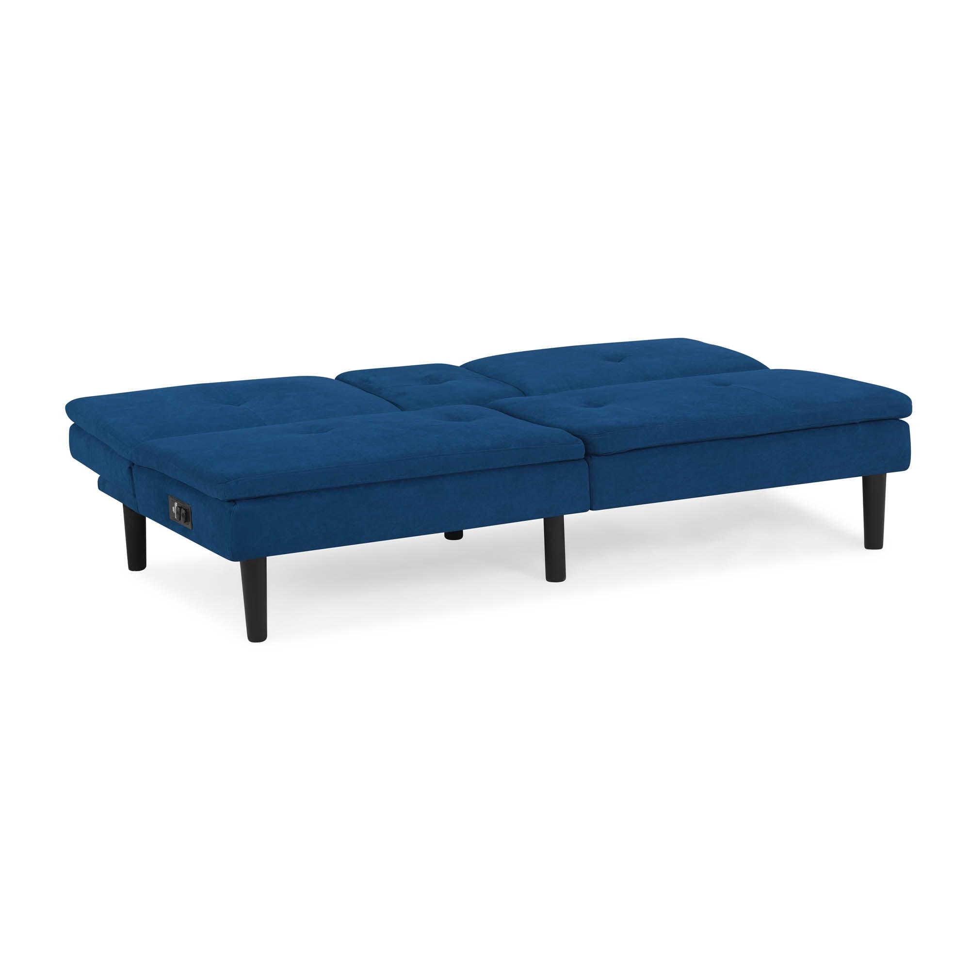 Serta Princeton Modern Futon with Pull Down Drink Tray, Blue Fabric