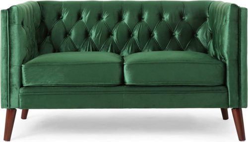 Holasek Love Seats, Emerald + Brown