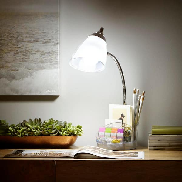 iLamp 16 in. Clear/White Desk Organizer