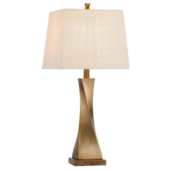 27 in. Spiral Antique Brass Table Lamp Set (Set of 2)