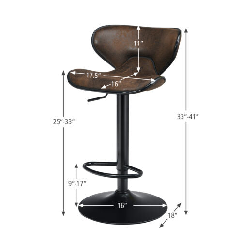 Costway Set of 4 Adjustable Bar Stools Swivel Bar Chairs Pub Kitchen Retro Brown