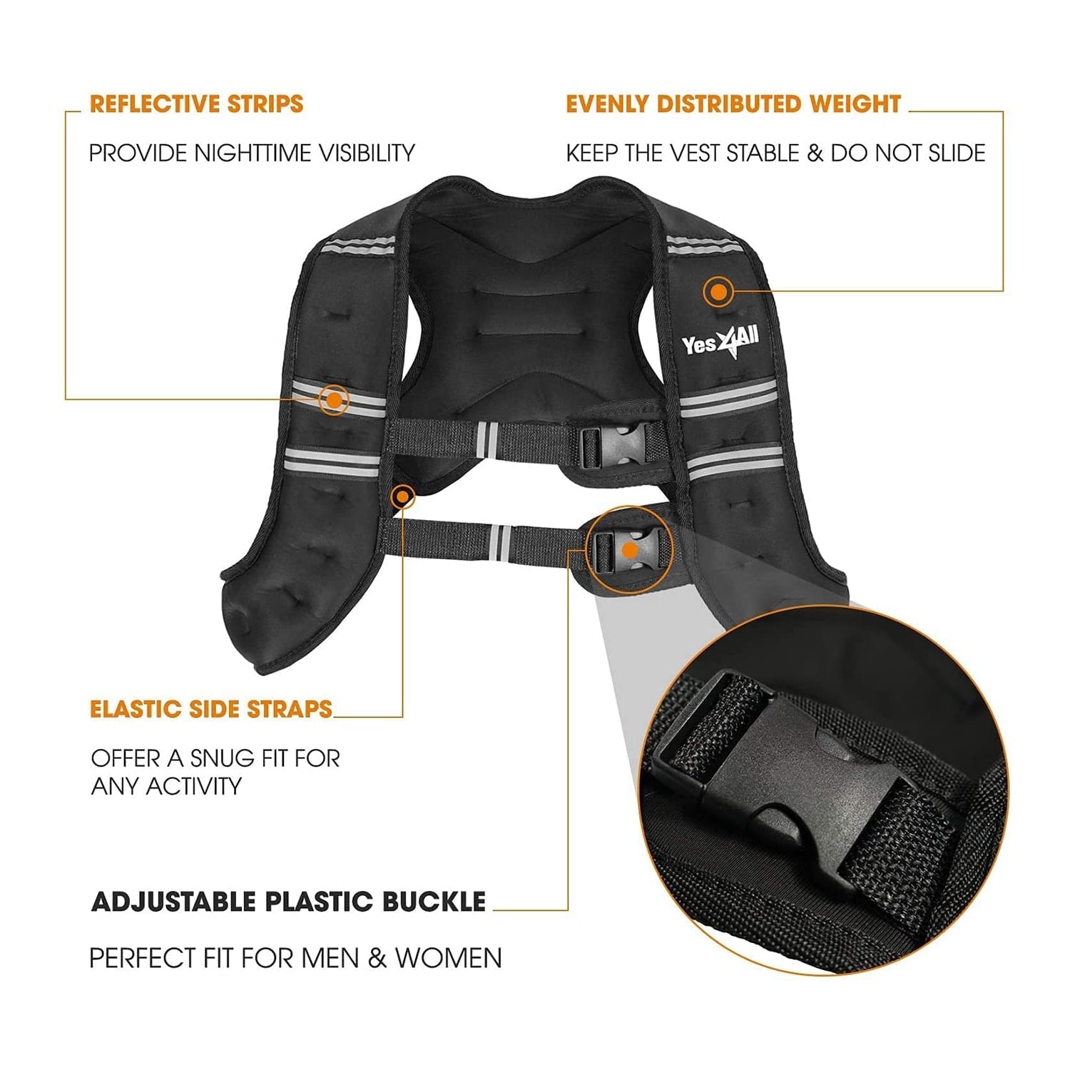 Yes4All 8lbs Weighted Vest + Ankle Weight 1lbs Pair