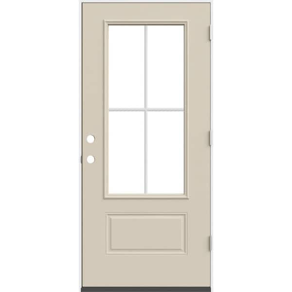 36 in. x 80 in. 1 Panel Left-Hand/Inswing 3/4 Lite Clear Glass Primed Steel Prehung Front Door
