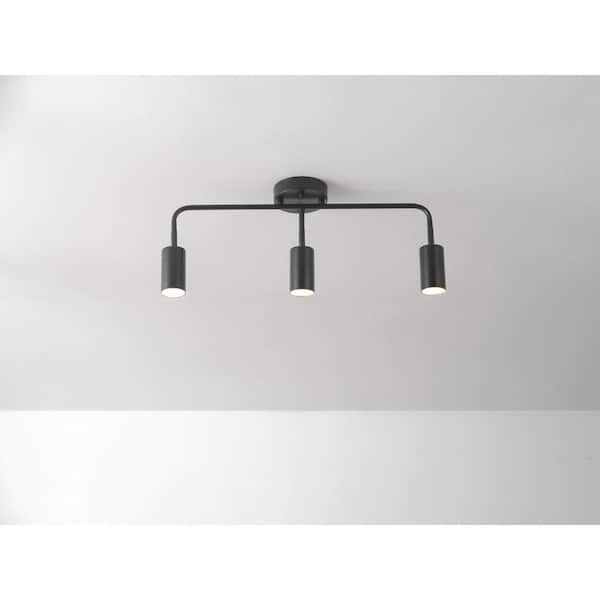 1500 Lumens 3-Light Matte Black Integrated LED Fixed Track Lighting Kit