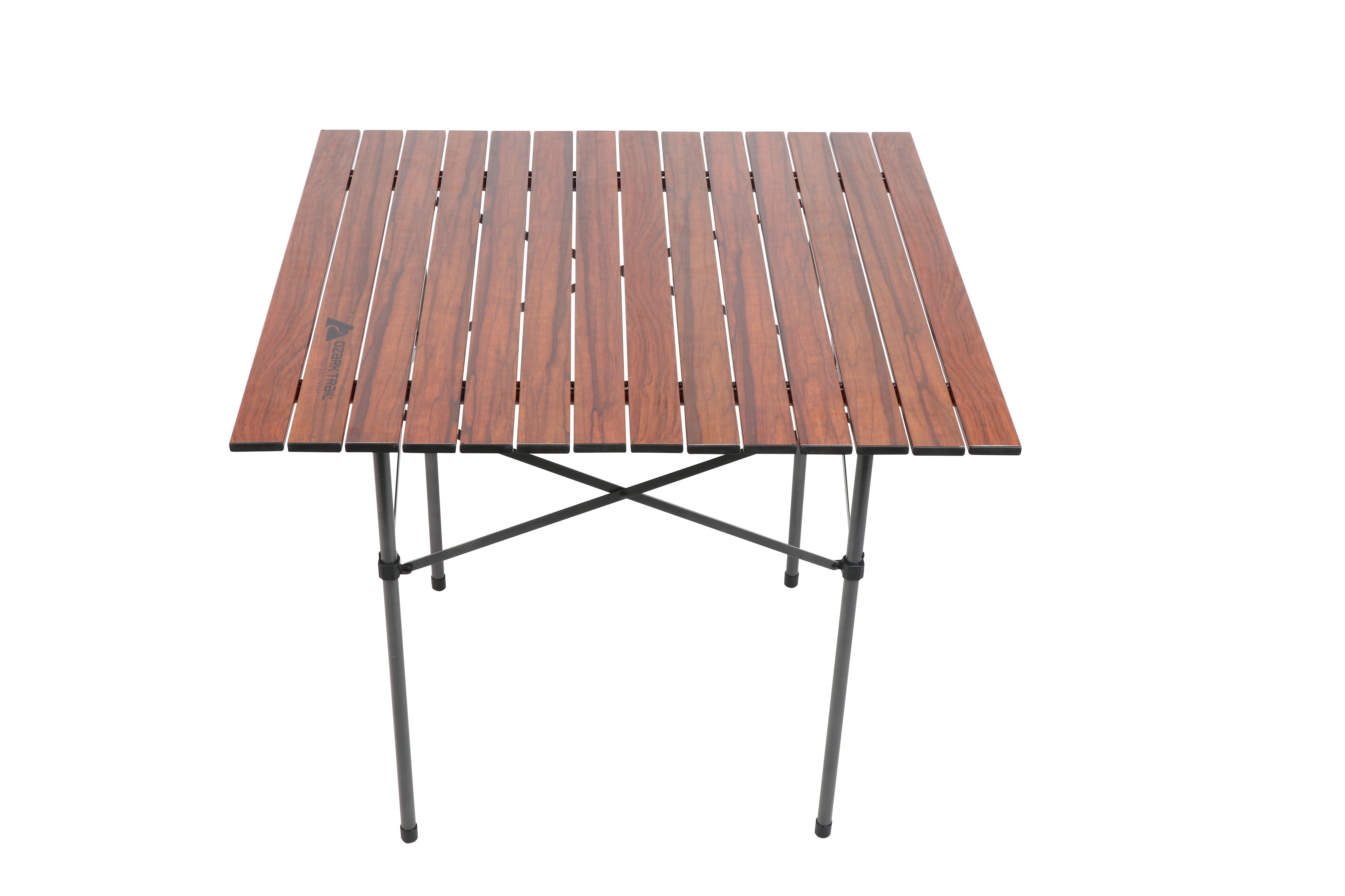 Ozark Trail Square Folding Aluminum Roll-Top Camp Table,31.5” x 31.5” x 27.5”