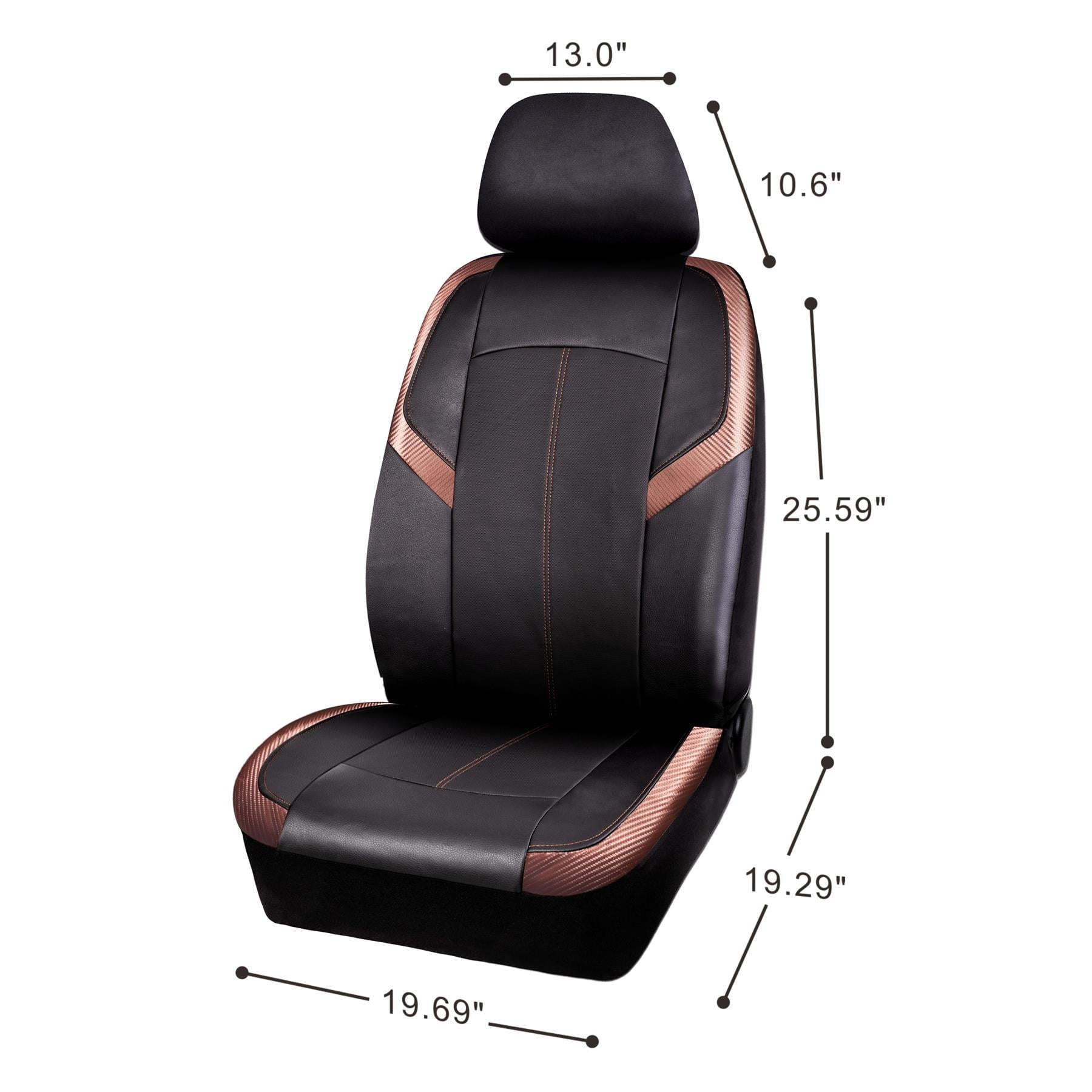 Auto Drive 2 Piece Carbon Fiber High Back Seat Covers Leather Copper, Universal Fit, 1902SC32