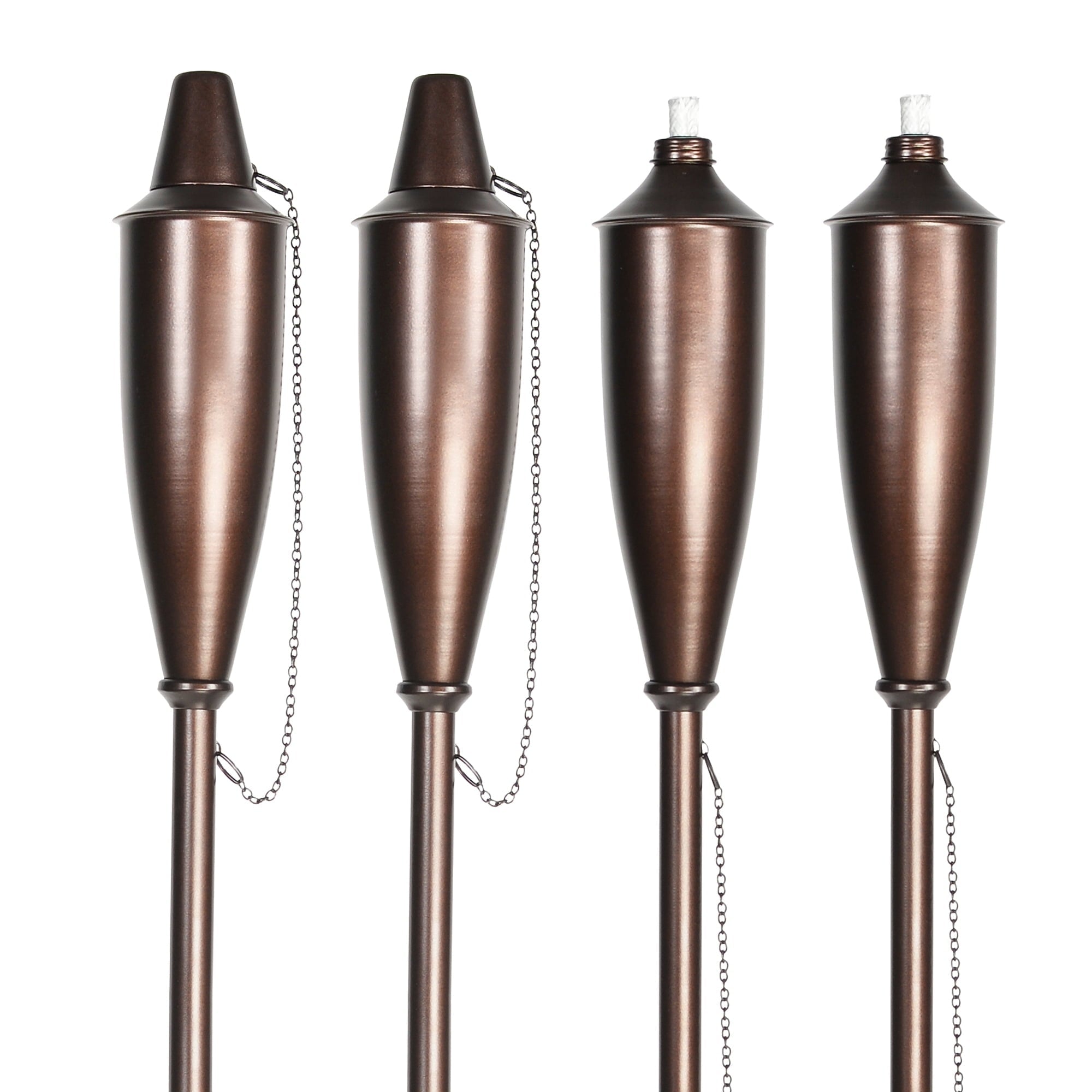 Set of 4 Ginie Garden Torches Brown 60 inches with Stakes