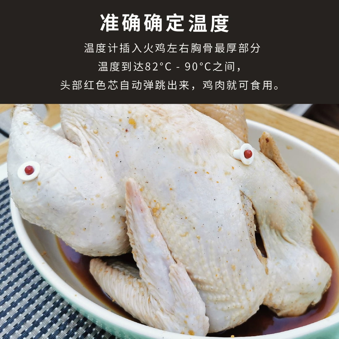 2pcs Instant Read Meat Thermometer Precise Grill Food Thermometer Pop-out Temperature Gauge