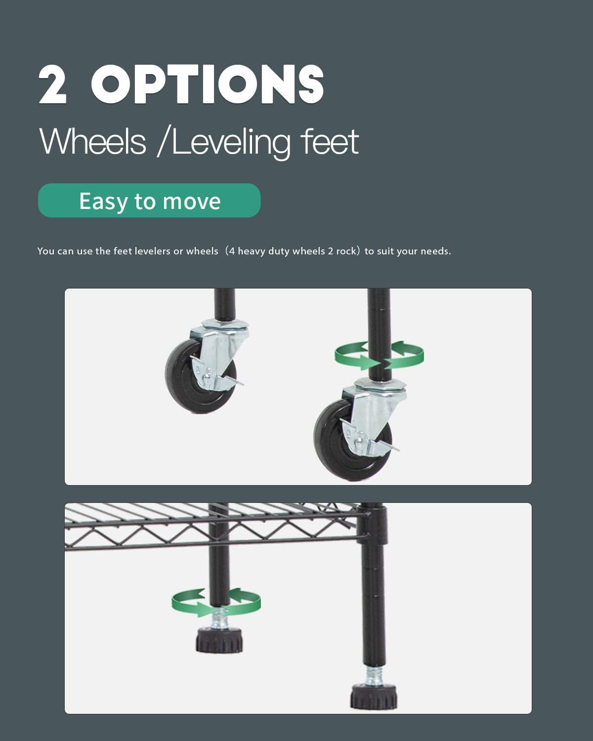 BestOffice 18x48x82 inch 6 Tier Wire Shelving Unit with Wheels Steel Adjustable Utility 2100 LBS Capacity,Black