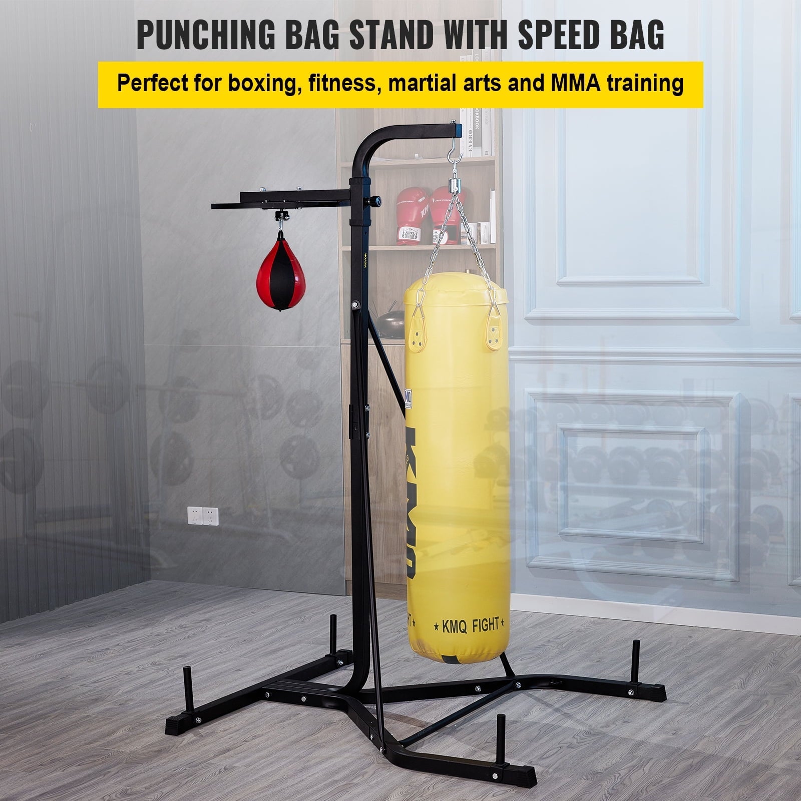 VEVORbrand Free Standing Punching Bag Stand, Unisex Boxing Set, Foldable Single Station Heavy Bag Stand, Punching Ball, Boxing Punching Speed Ball, Boxing Bag with Boxing Rack, for Training
