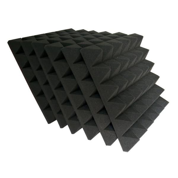 2 in. x 12 in. x 12 in. Square Sound Absorbing Acoustic Foam Panels in Black (12-Pack)