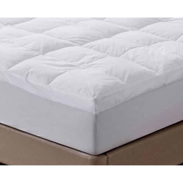 Triple Chamber 3 in. Down and Feather Mattress Topper 3 in. Medium Deep Pocket Cotton Blend Queen Mattress Topper