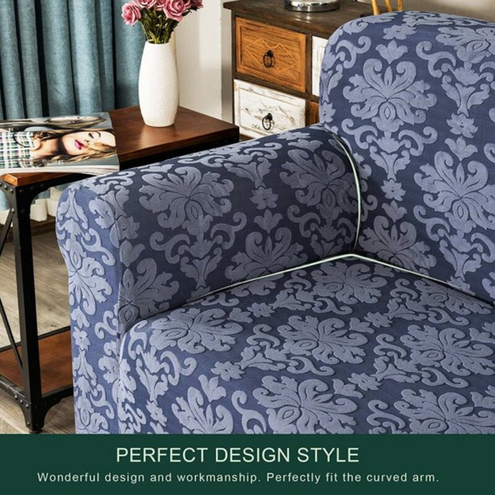 CHUN YI 1-Piece Jacquard Damask Stretch Sofa Cover Slipcover Couch Cover (Chair, Grayish Blue)