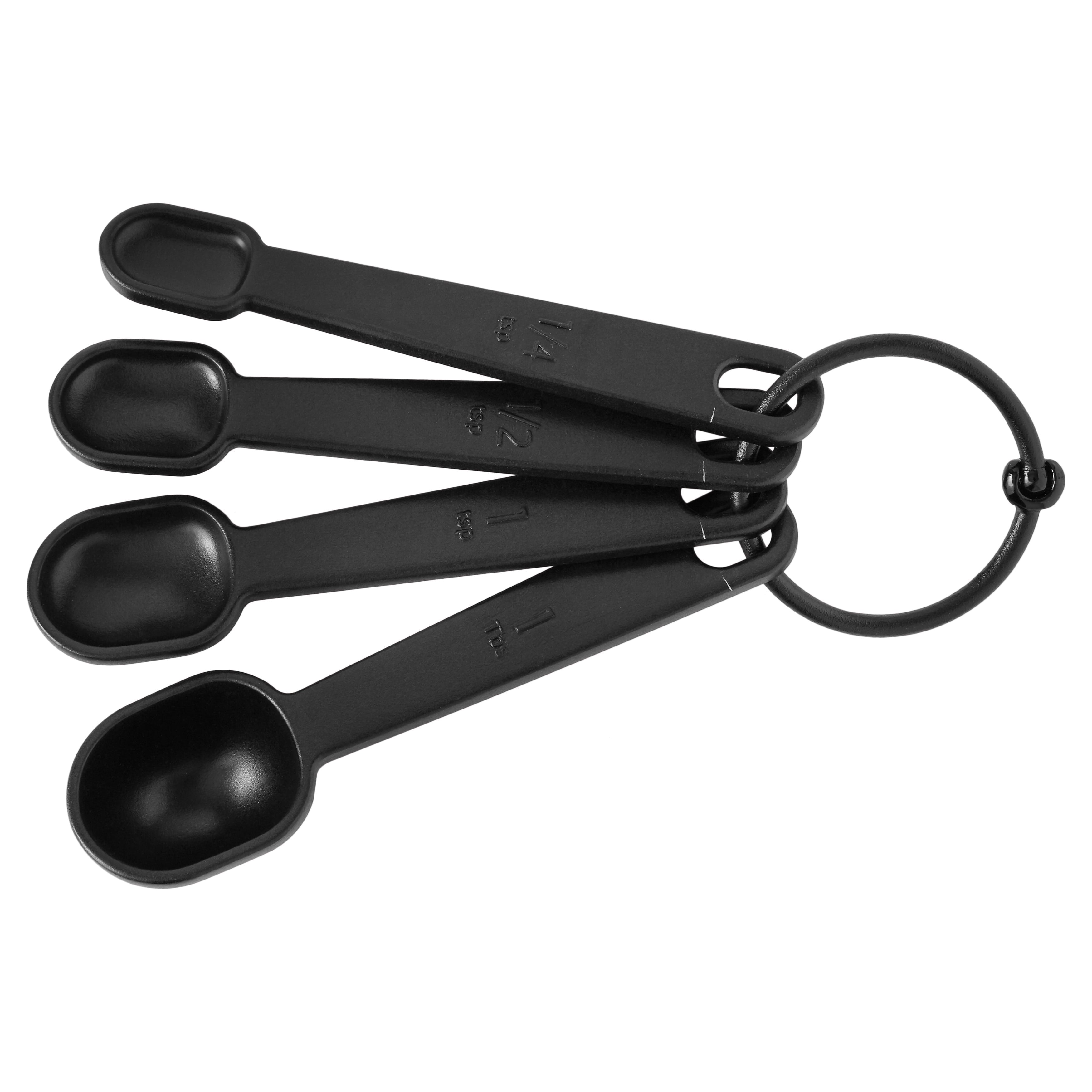 Mainstays 8-Piece Measuring Cup & Spoon Set, Raised Measurements, Black, Polypropylene