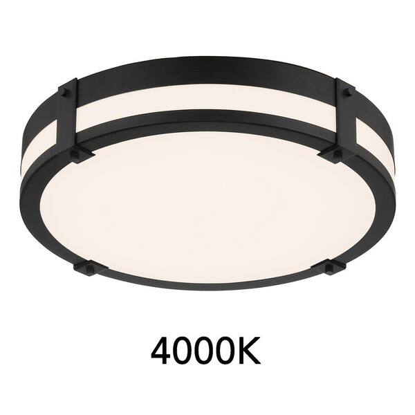 18 in. Winslow Natural Iron Integrated Selectable CCT LED Round Ceiling Light Flush Mount