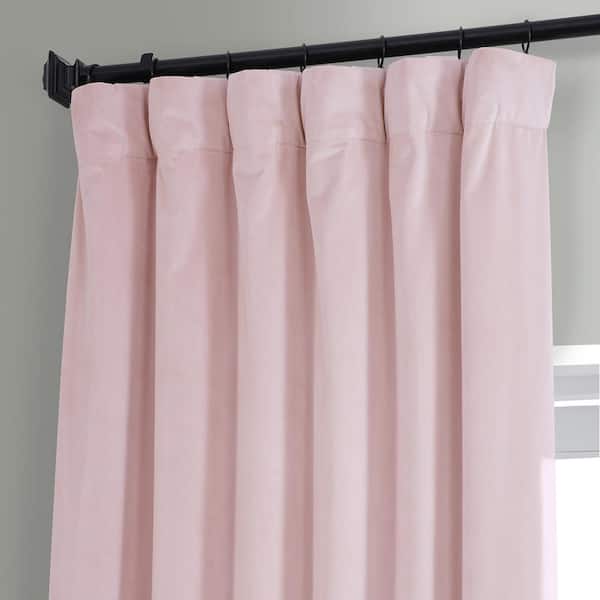 Signature Rose Water Pink Plush Velvet Hotel Blackout Rod Pocket Curtain - 50 in. W x 108 in. L (1 Panel)
