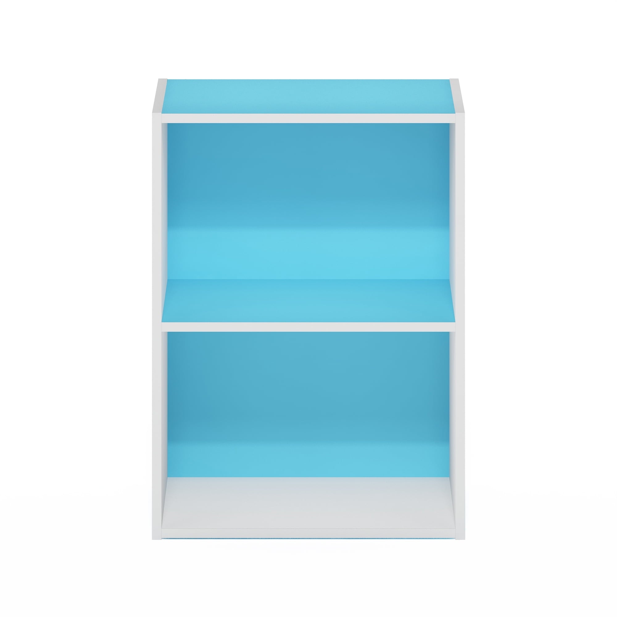 Furinno Luder 2-Tier Open Shelf Bookcase, Light Blue/White