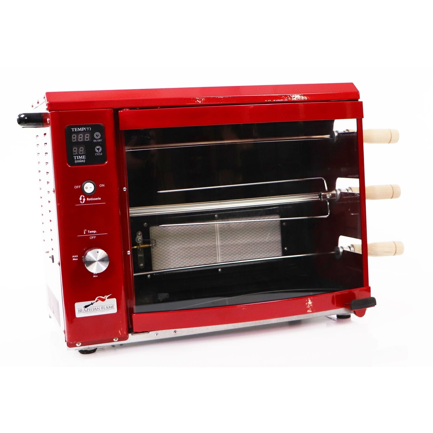 Brazilian Flame Brazilian Gas Rotisserie Grill with 3 Skewers in Red