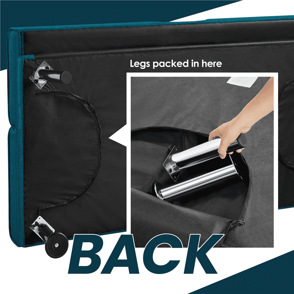 Easyfashion Convertible Futon Sofa Bed W/ Chrome Metal Legs & 2 Cup Holders, Aqua Blue