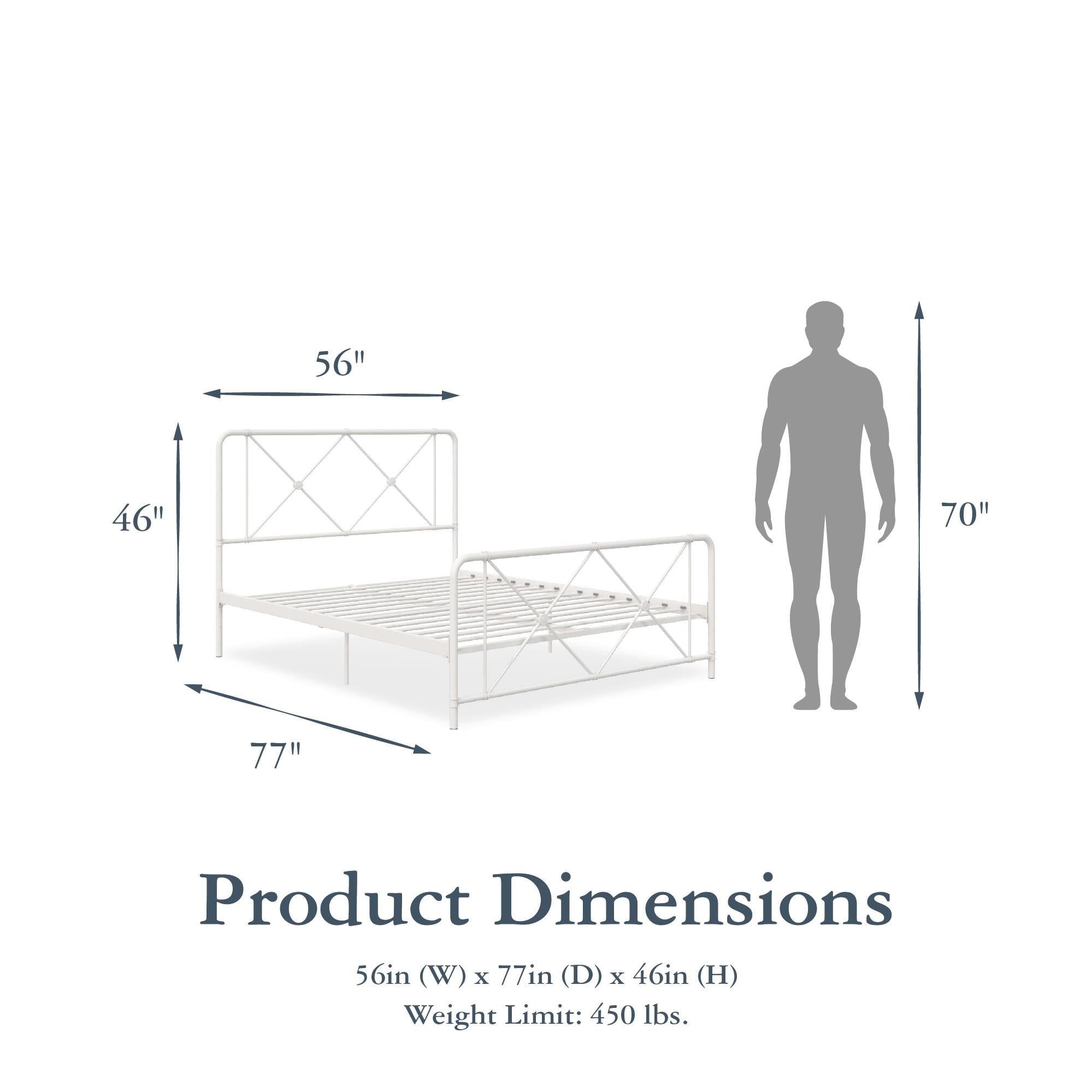 DHP Ally Metal Farmhouse Bed, Full, White