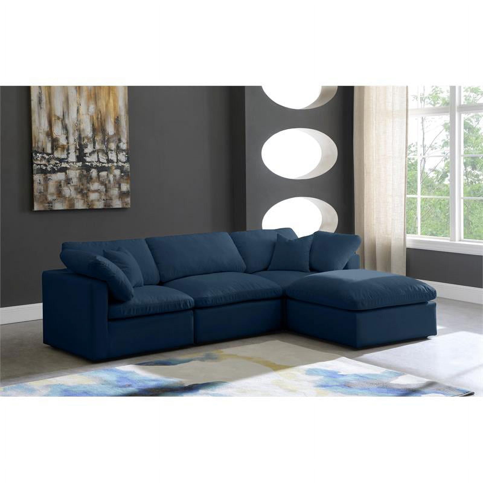 Meridian Furniture Plush Standard Navy Velvet Modular Sectional