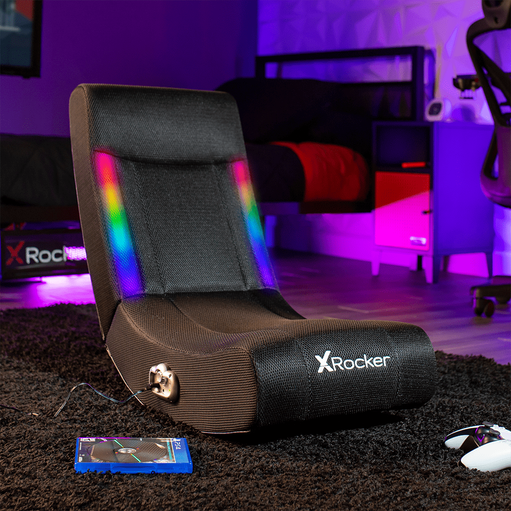 X Rocker Solo RGB Floor Rocker Gaming Chair, Black Mesh 29.33 in x 14.96 in x 24.21 in