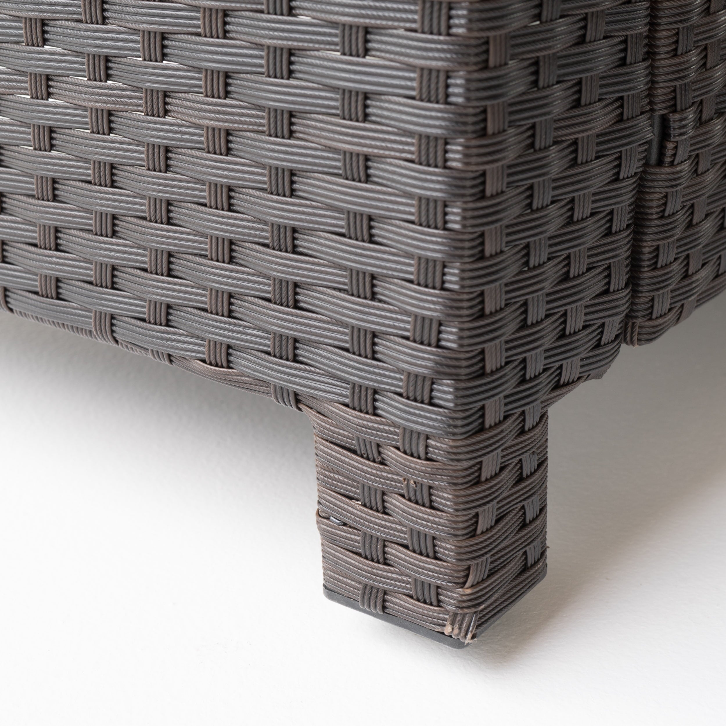 Cascada Outdoor Wicker V-Shaped Sectional Sofa Set with Cushions, Dark Brown, Beige