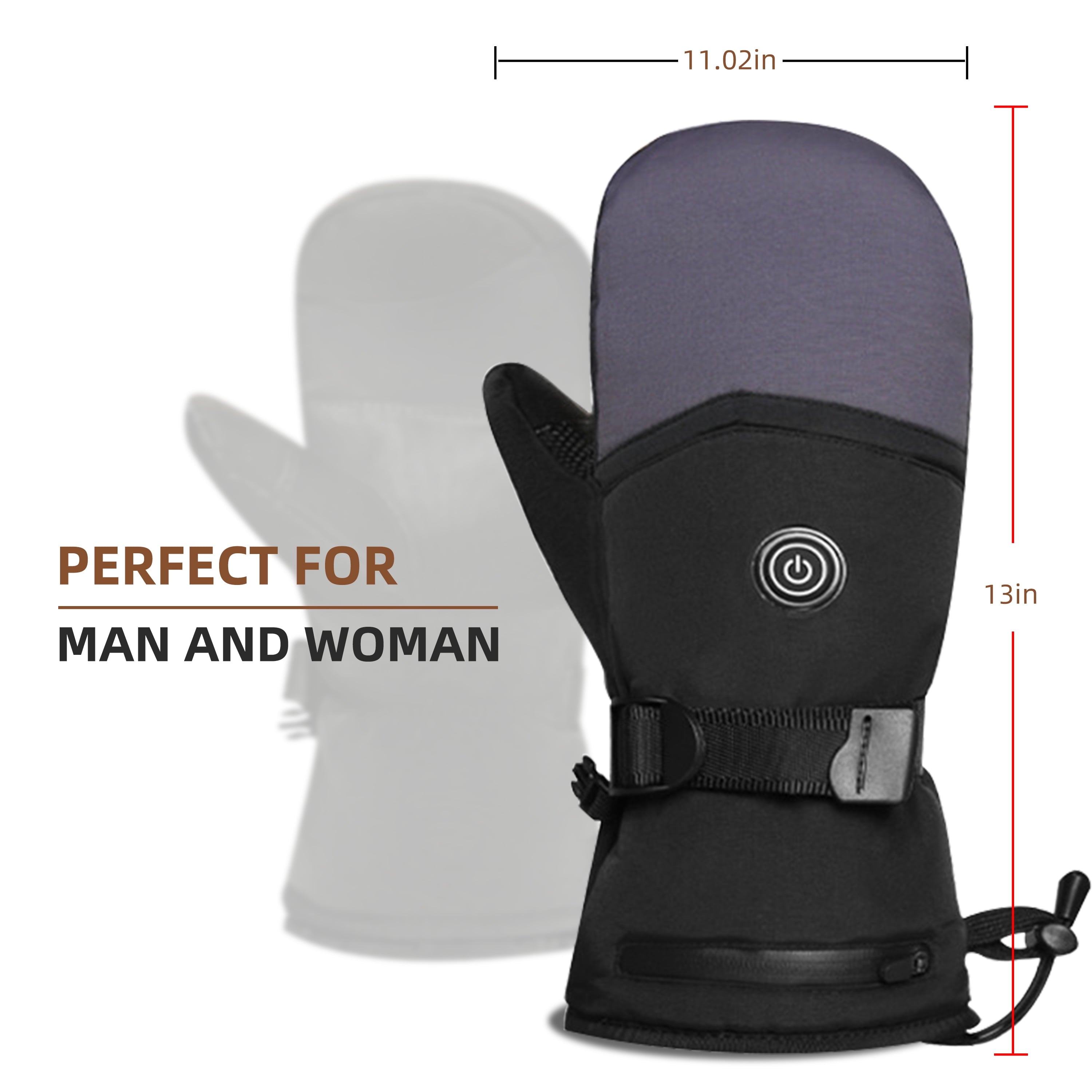 WZCPCV Electric Heated Gloves,Waterproof  Heated Mittens for Men Women,Ski Gloves with 3 Heated Level,Touchscreen Gloves,Professional Ski Gear Snow Gear,Black