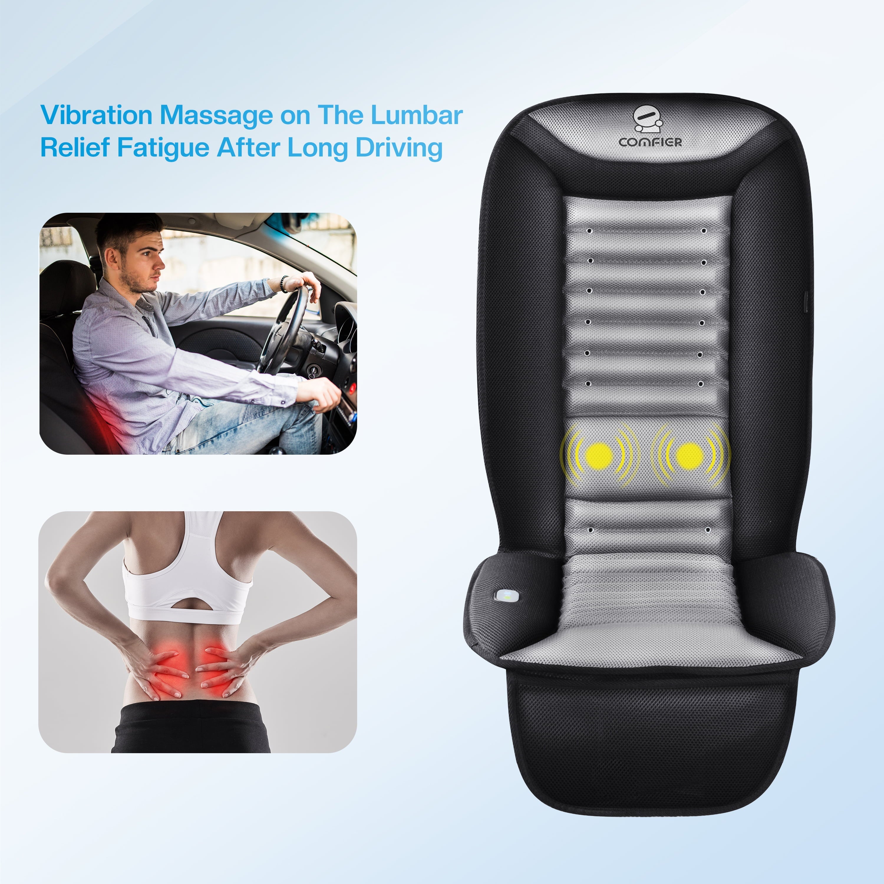 Comfier Cooling Vibration Massage Car Seat Cushion,  Car Seat Cushion without Heat Element, Car Seat Cooler with Back Massage