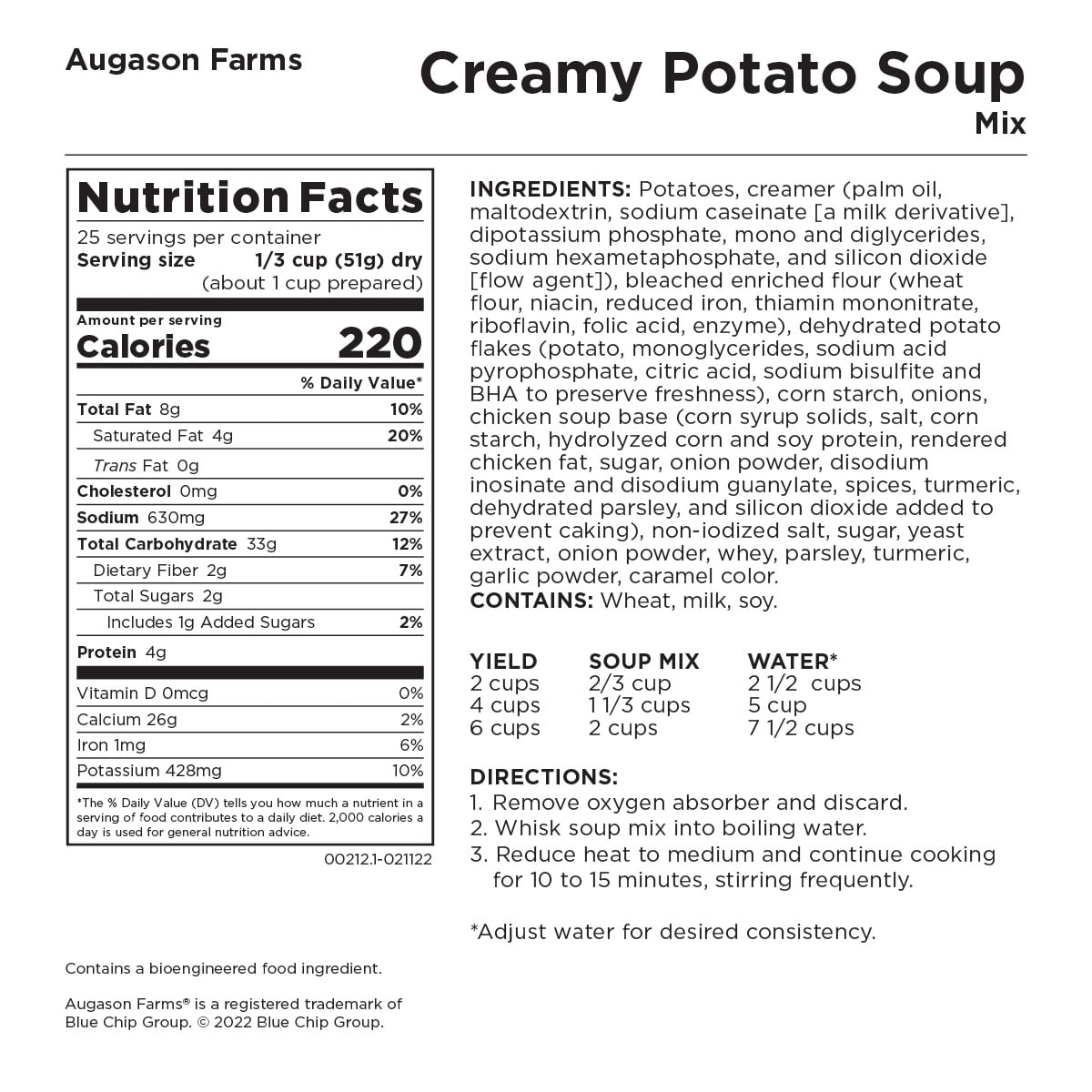 Augason Farms Creamy Potato Dry Soup Mix 2 lb 12 oz