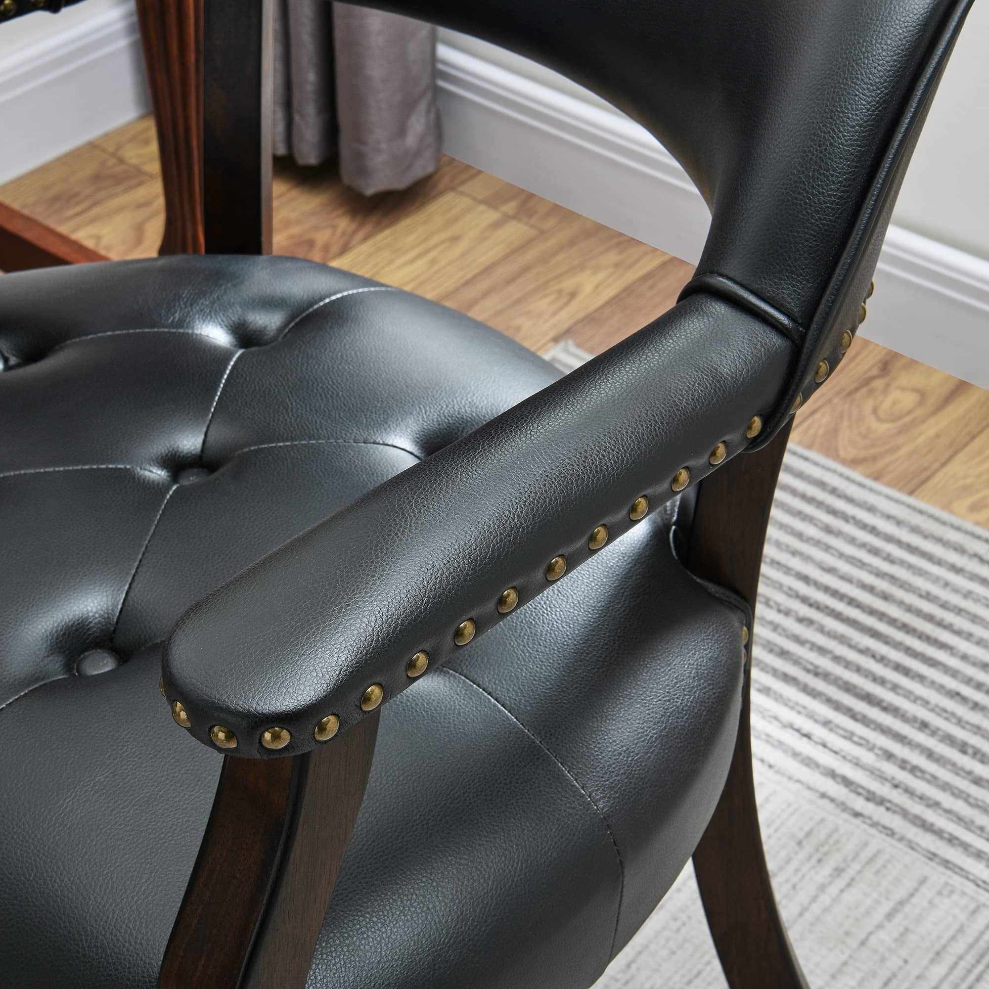 Dining Chair with Casters, Captain's Chairs with Rollers Dinette Sets Poker Chairs with Wheels Kitchen Table Rolling Chairs High Back Chair On Caster(Black 318BK)