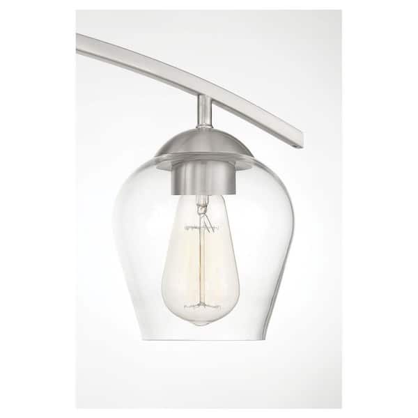 24 in. W x 10.37 in. H 3-Light Brushed Nickel Bathroom Vanity Light with Clear Glass Shades