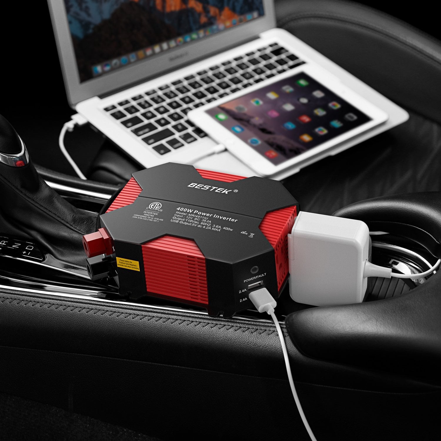 400 Watts Power Inverter DC 12V to AC 110V Power Converter with 4 USB Charging Ports Car Adapter for Christmas String Lights