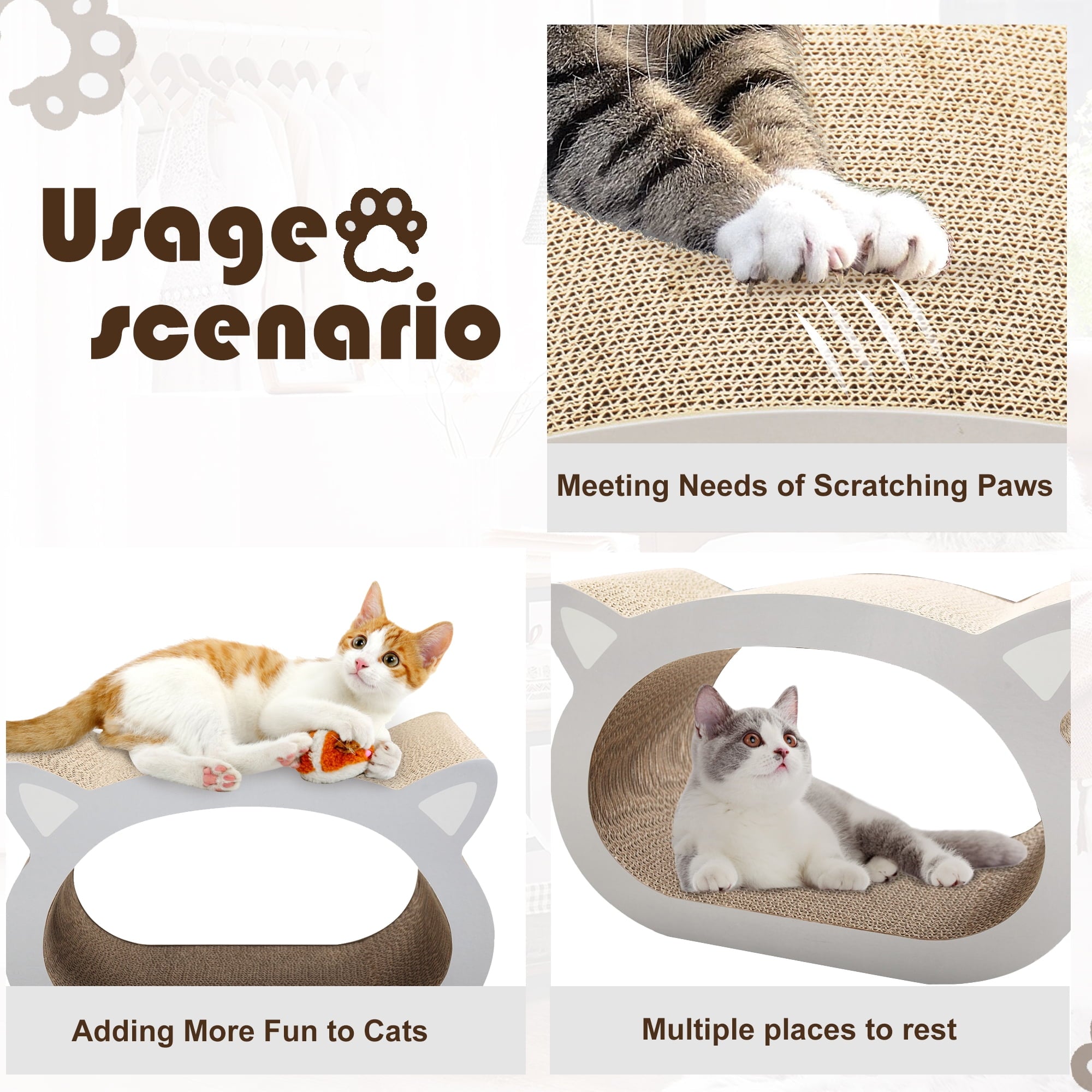 Coziwow Cat Scratcher Cardboard Scratch Lounge Pad, Cat Bed Furniture House W/ Catnip