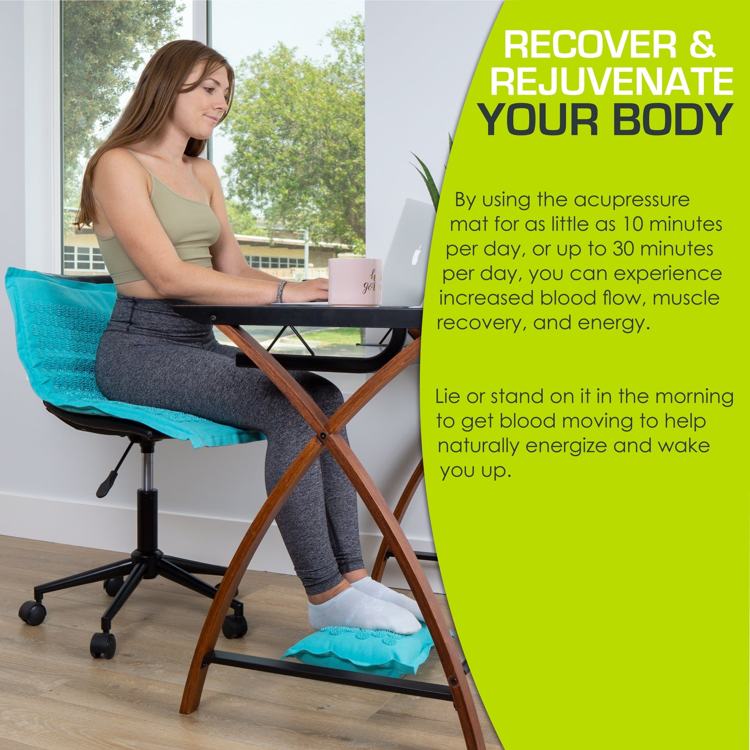 ProsourceFit Ki Acupressure Mat and Pillow Set, Bahama Blue