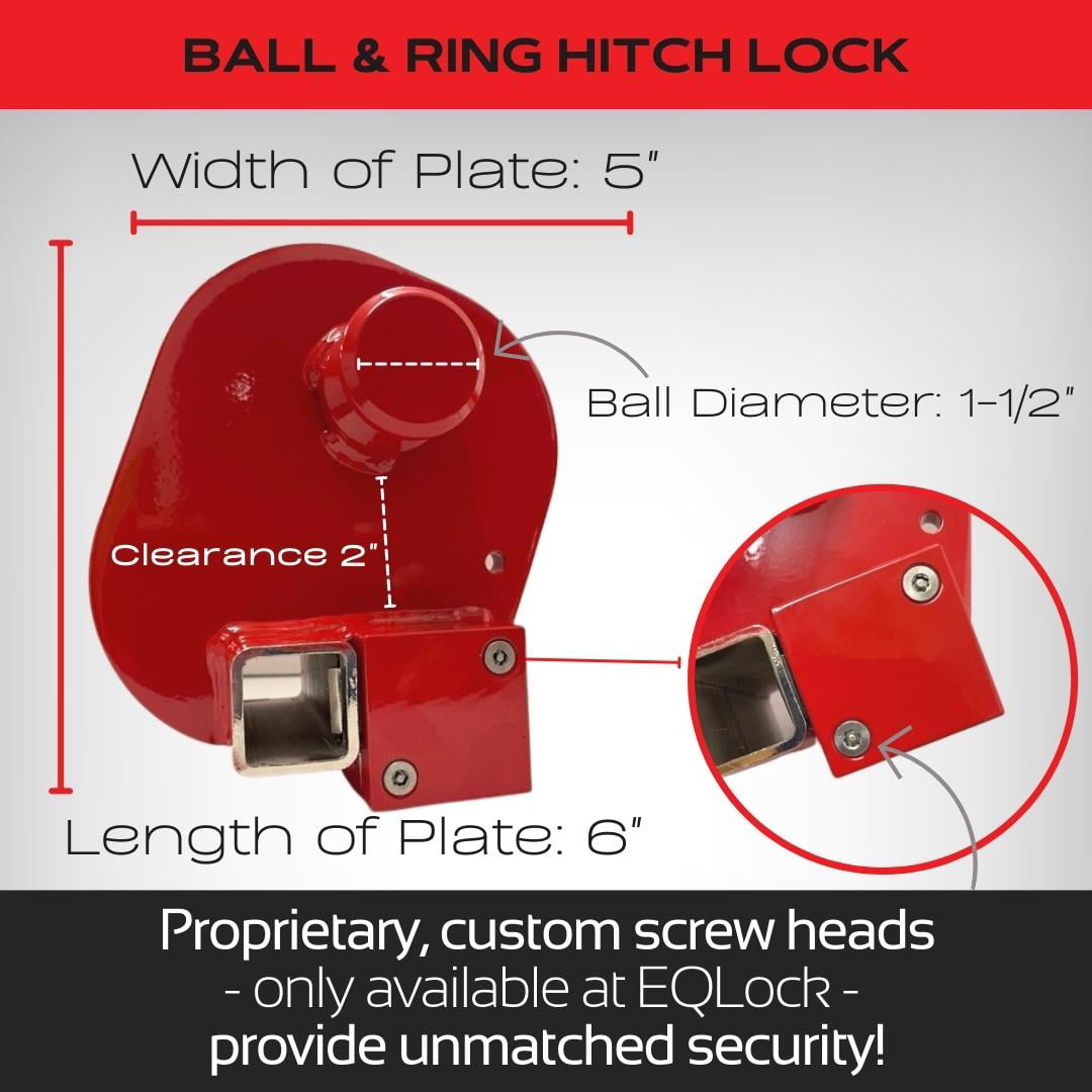 Equipment Lock Co.:  Ball and Ring Hitch Lock-Keyed: Universal Trailer Hitch Lock