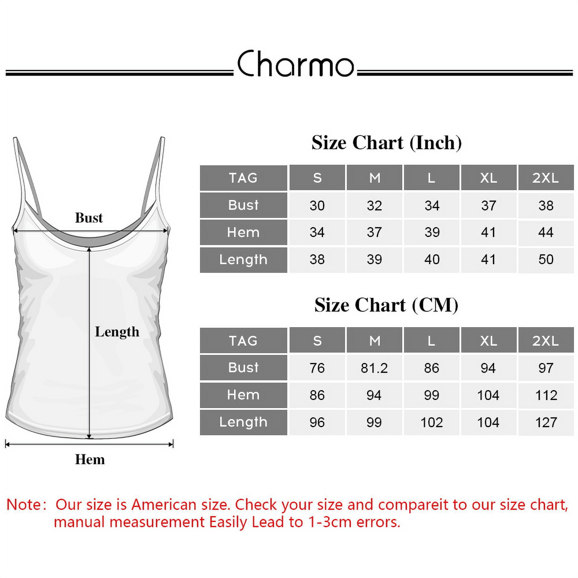 Charmo Women's Cami Adjustable Spaghetti Strap Built in Bra Tank Tops 2 Pack