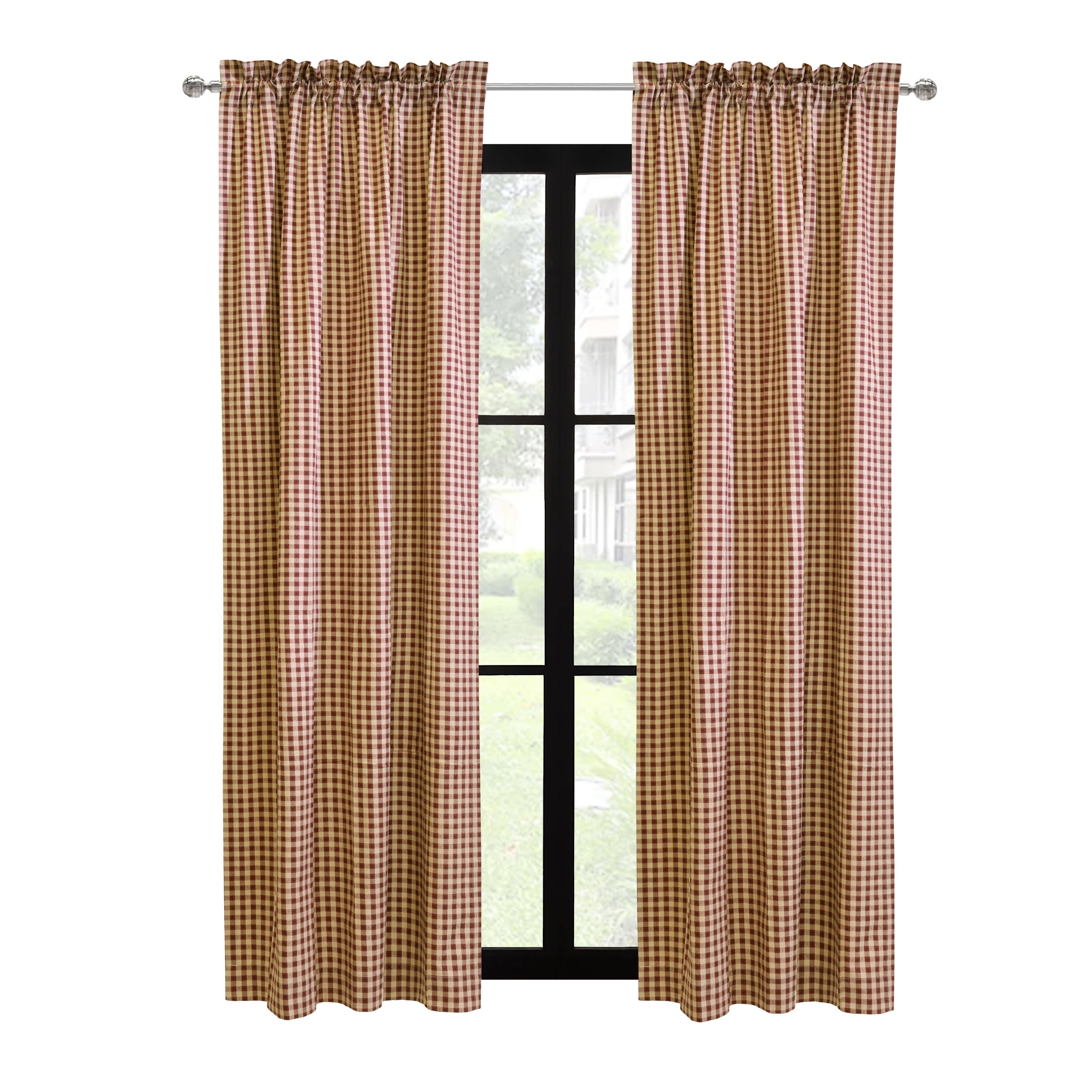 Checkers Patterned Cotton Duck Insulated Curtain Panel each 80